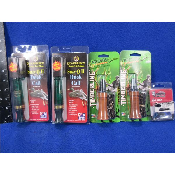 5 Game Calls - 2 Suzy-Q II Duck Calls, 2 Timberline Elk Calls, Diaphragm Elk Call