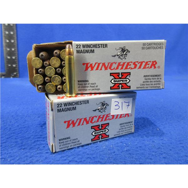 22 WMR 40gr JHP Winchester Cartridges - 2 Boxes of 50 (Pick Up Only)