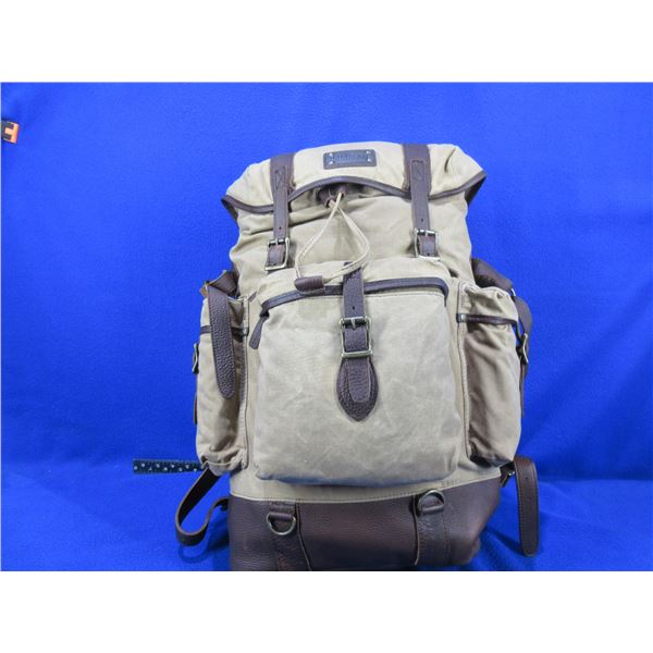 NEW - LL Bean Waxed Cotton Continental Rucksack - Leather trim, straps and bottom