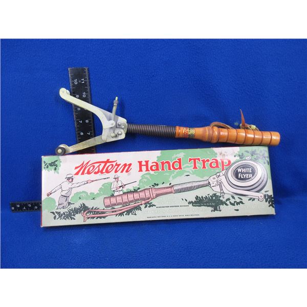 Vintage Western Hand Trap Clay Pigeon Thrower with Original Box