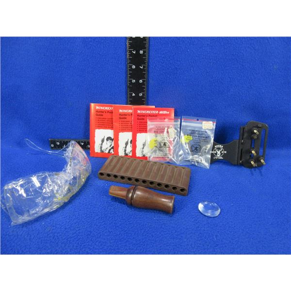 Lot of Misc. - Archery Sight, Shooting Glasses, Duck Call, Lens, EZE Scorers, Etc.