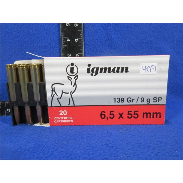 6.5X55 139gr SP Igman Cartridges - Box of 20 (Pick Up Only)