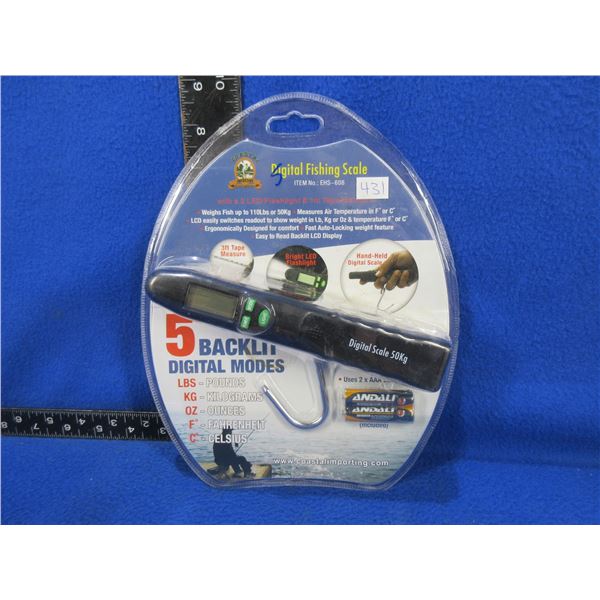 New - Coastal Importing Digital Fishing Scale with 2 LED Flashlight & Tape Measure