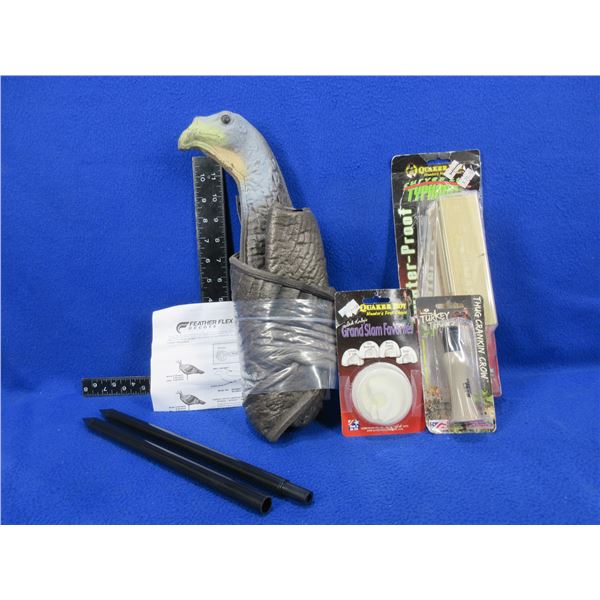 Turkey Decoy and 3 Turkey Calls - New Old Stock