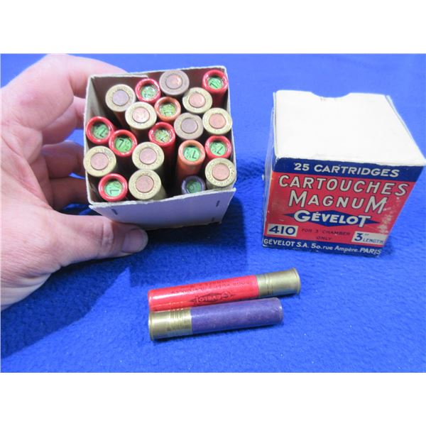 Collector Ammo - 410 Ga. 3" 7 1/2 Shot Magnum Gevelot Paper (Pick Up Only)