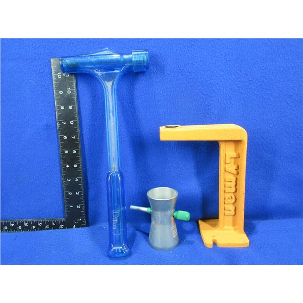 Dillon Bullet Puller, RCBS Powder Trickler, Lyman Brass Smith Powder Measure Stand