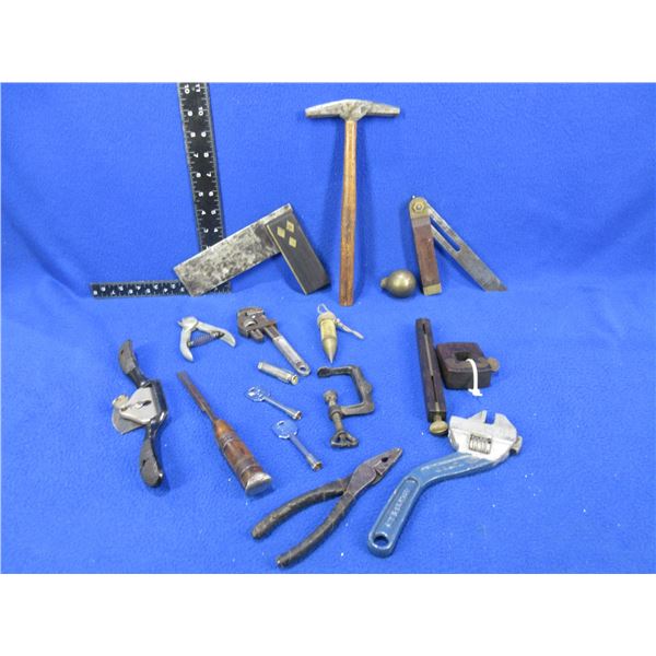 Lot of Misc. Vintage Tools - Hammer, Adjustable Wrenches, Pliers, Etc.