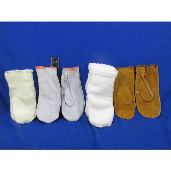 2 Pair Leather Mitts with Removable Faux Sheepskin Liners
