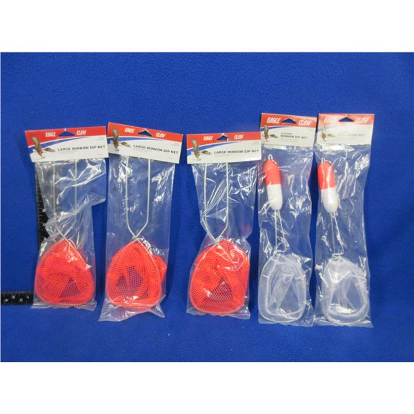 5 Eagle Claw Minnow Dip Nets - 3 Large, 2 Small (Floating)