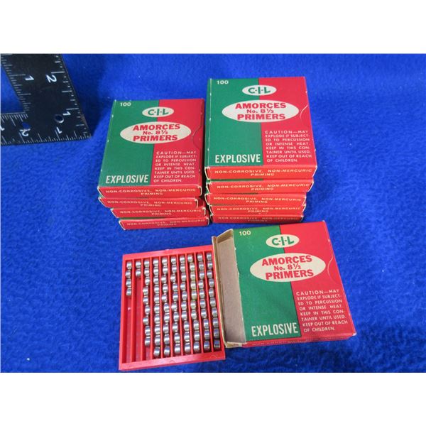 Vintage CIL No. 8 1/2 Primers - 9 Boxes of 100, 1 Box of 85 (Pick Up Only)