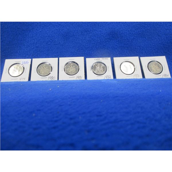 6 Canadian 50 Cent Coins 1979-1984