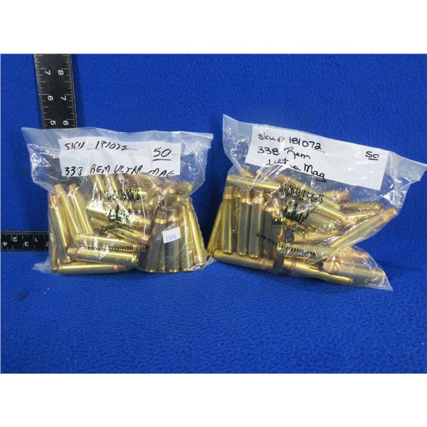 Brass Only - 338 Rem Ultra Mag - 2 Bags of 50