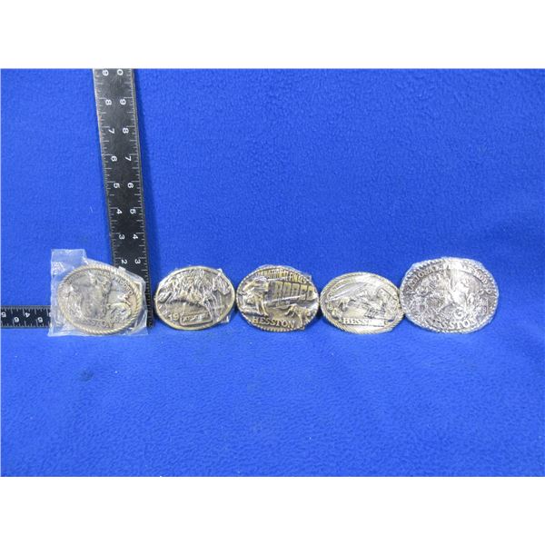 5 Heston Belt Buckles - 1977, 1978, 1980, 1982, 1988