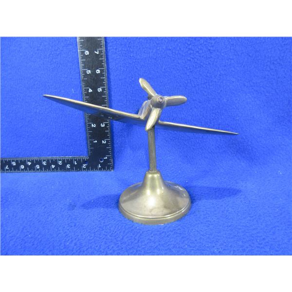 Brass Spitfire Model - 7" x 8" x 6" High - Propeller Spins