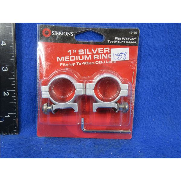 Simmons 1" Medium Rings, Silver - New Old Stock