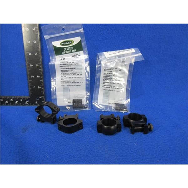 Lot of 4 QD Rings and 2 Weaver #12 Top Mount Bases