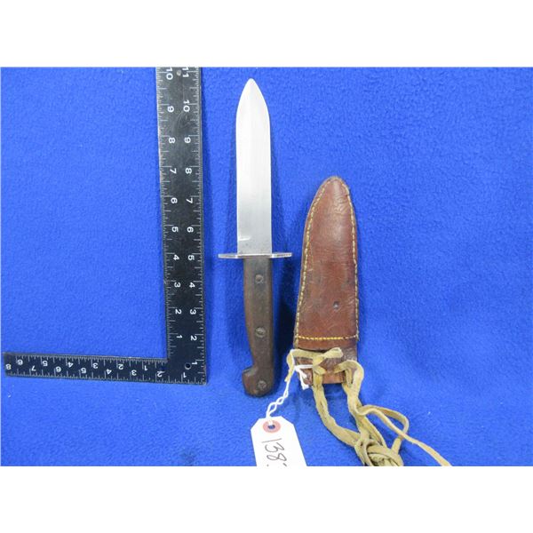 Vintage WWII Whittingslowe Engineering Australian Commando Knife with Incorrect Leather Sheath