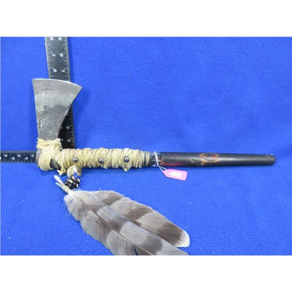 Hudson Bay Co War Axe with Rawhide and Feathers