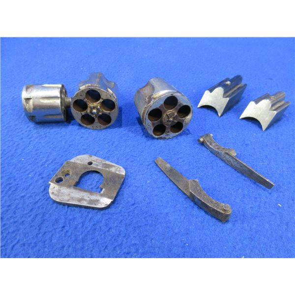 3 Revolver Cylinders (2 are 32 ACP, 1 is 22 LR) and Webley MK VI Revolver Parts