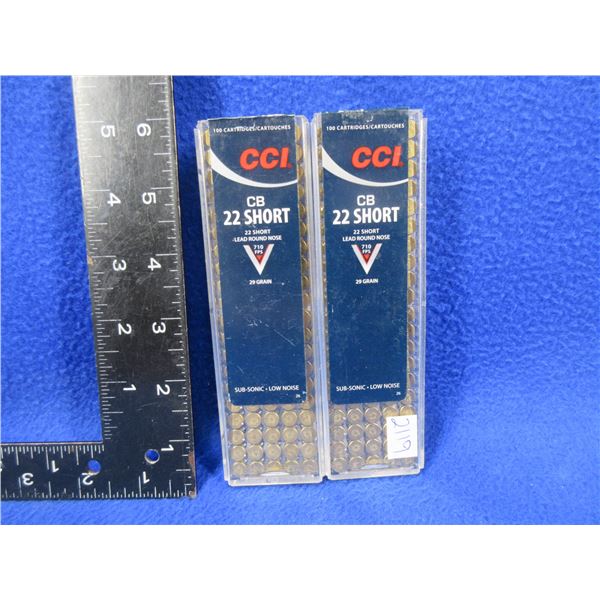 CB 22 Short 29gr LRN CCI Cartridges - 2 Sealed Boxes of 100 (Pick Up Only)