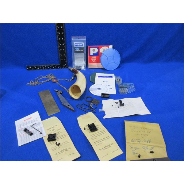Lot of Misc. - Bases, Priming Arm & Plate, Powder Horn Missing Endcap, Etc.