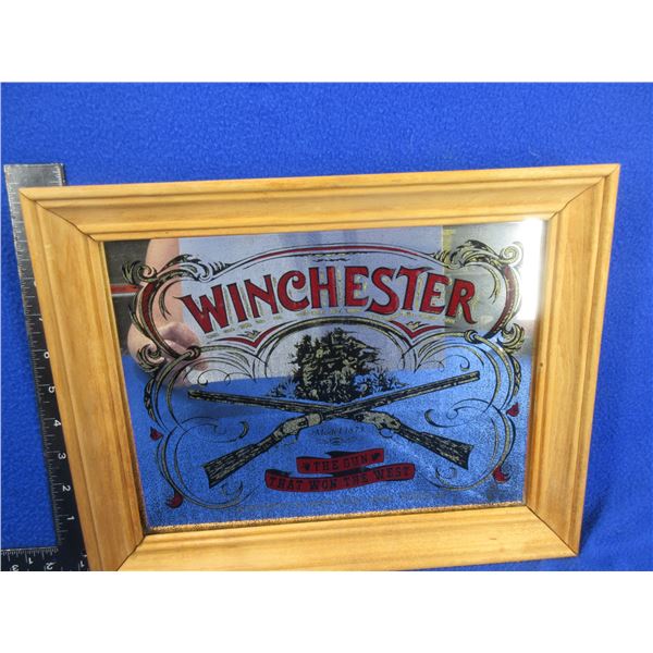 Framed Winchester Model 1873 The Gun That Won The West Mirror - 14" x 11"
