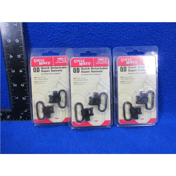 NEW - 3 Sets of Uncle Mike's Quick Detachable Swivels - 1" Slings, # 1403-2