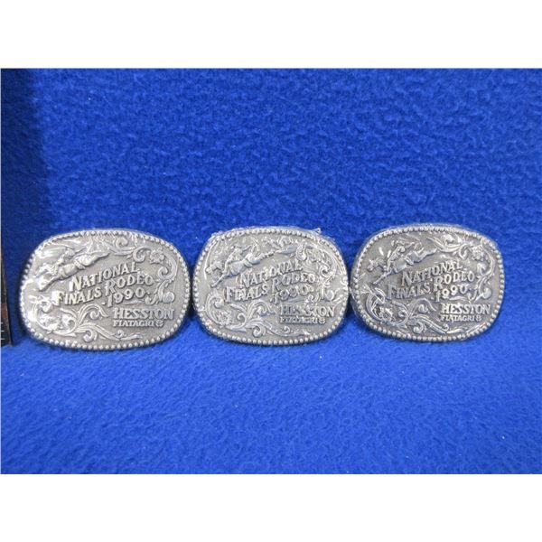 3 Hesston National Finals Rodeo Youth/Ladies Belt Buckles - 1990