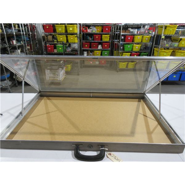 Display Case - Aluminum with Tempered Glass - 34" x 22" x 2"