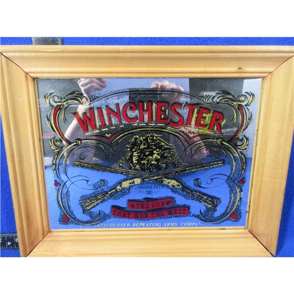 Framed Winchester Model 1873 The Gun That Won The West Mirror - 14" x 11"