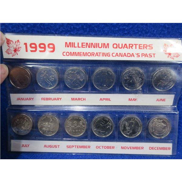 1999 Millenium Quarters Commemorating Canada's Past - Full Set of 12