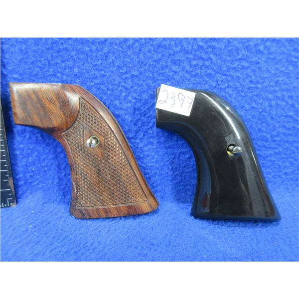 2 Ruger New Model Blackhawk Single Six Grips with Screws - 1 Wood, 1 Plastic