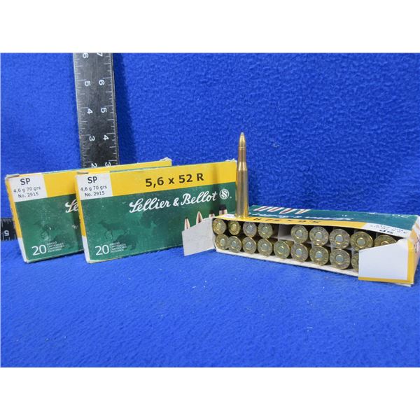 5.6X52R (22 Savage HP) 70gr SP Sellier & Bellot Cartridges (Pick Up Only) - 3 Boxes of 20