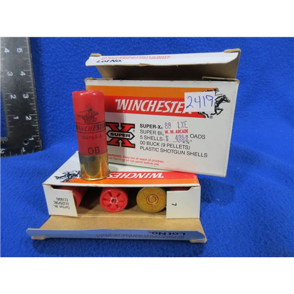 12 Ga. 2 3/4" Winchester Shotshells - Box of 5 (0 Buck), Box of 5 (00 Buck) (Pick Up Only)