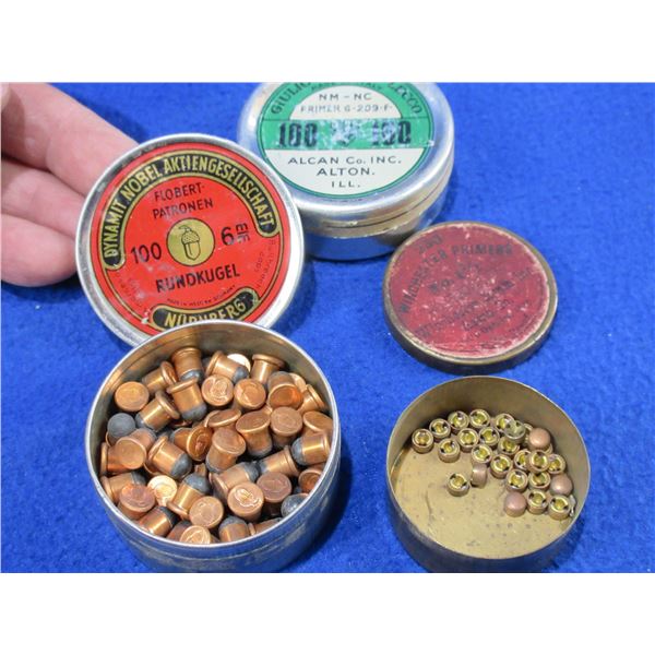 2 Vintage Collector Primer Tins & 6MM Flobert Tin - (Pick Up Only)