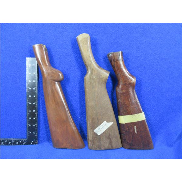 3 Wood Stocks - Remington Model 14, Unknown SXS Shotgun, Unknown