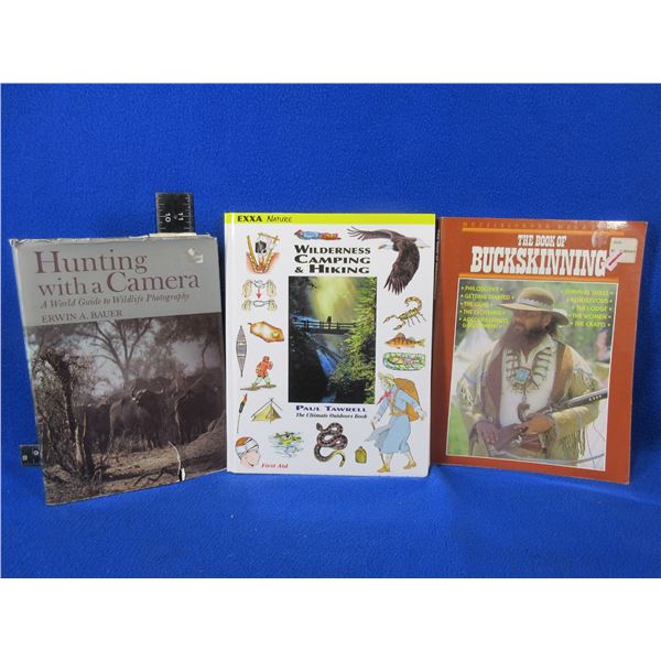 3 Books - Hunting with a Camera, The Book of Buckskinning, Wilderness Camping and Hiking