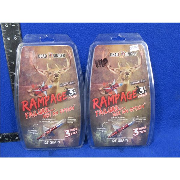 NEW - Dead Ringer Rampage 3 Blade Hybrid 125 Grain Broadheads - 2 Packs of 3