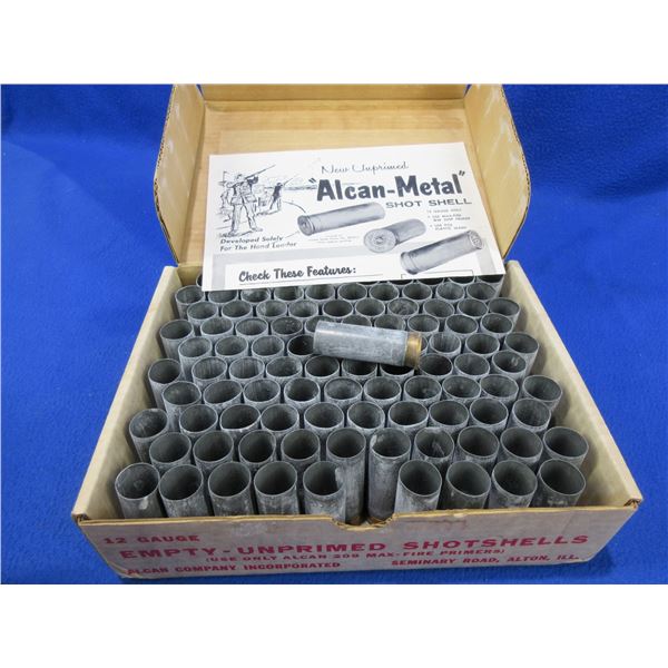 Vintage 12 Gauge Alcan-Metal Empty Unprimed Shotshells - Box of 100