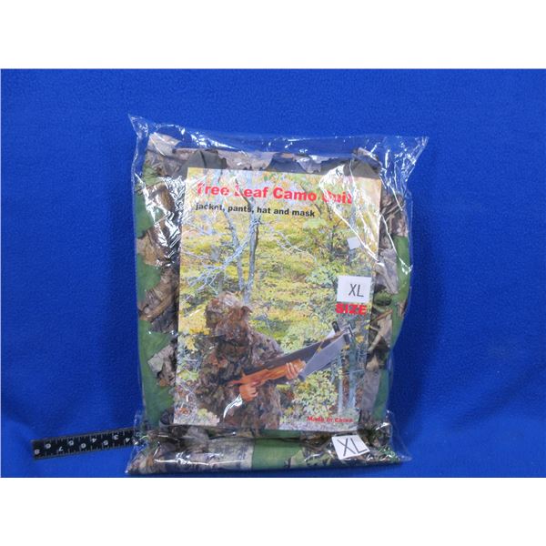 NEW - Tree Leaf Camo Suit - Jacket, Pants, Hat and Mask, Size XL - In Sealed Bag