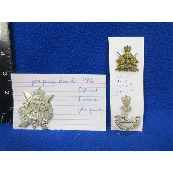 3 Canadian Military Cap Badges