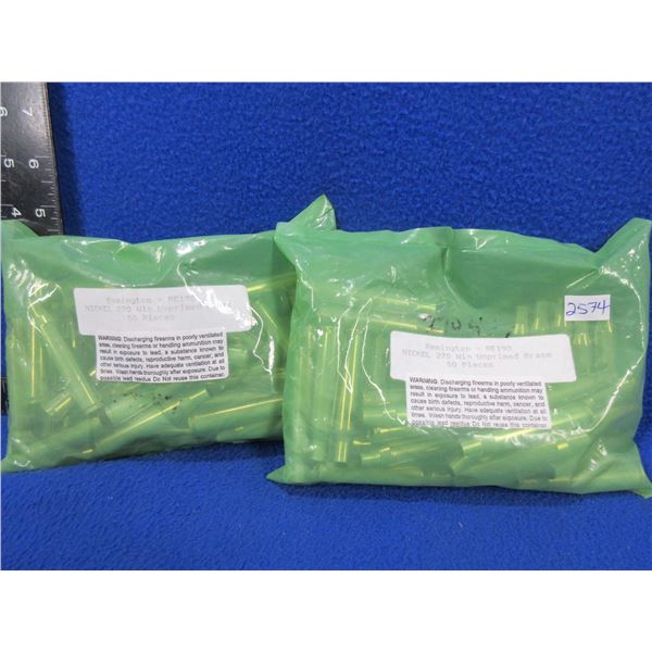 NEW - Brass Only 270 Win. Unprimed Nickel Remington - 2 Bags of 50