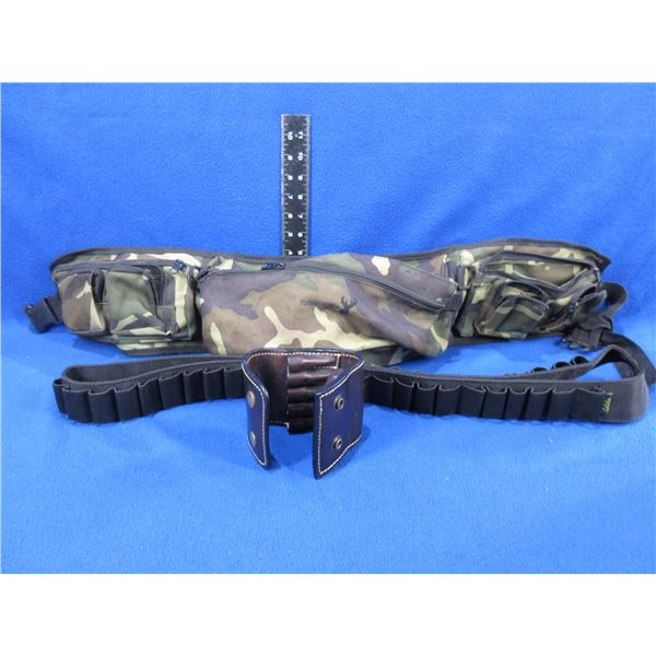 Camo Multi-Pocket Waist Belt, Cabela's Shoulder Shotshell Belt & Leather Ammo Pouch