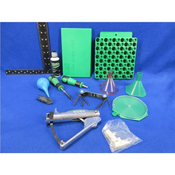 Lot of Misc. Reloading Equipment - RCBS Lube Pad & Hand Priming Tool, Funnels, Etc.