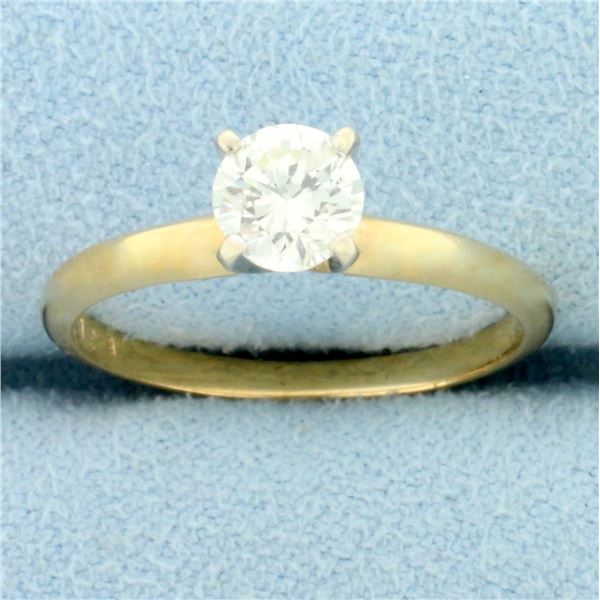 Round Brilliant Diamond Solitaire Engagement Ring in 14K Yellow and White Gold