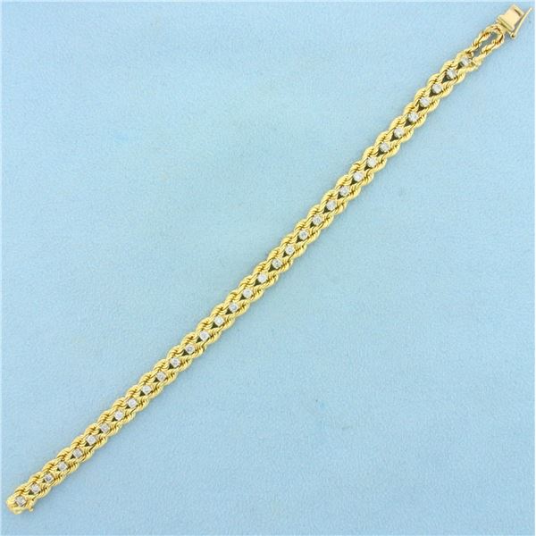 Diamond Rope Link Tennis Bracelet in 14K Yellow Gold
