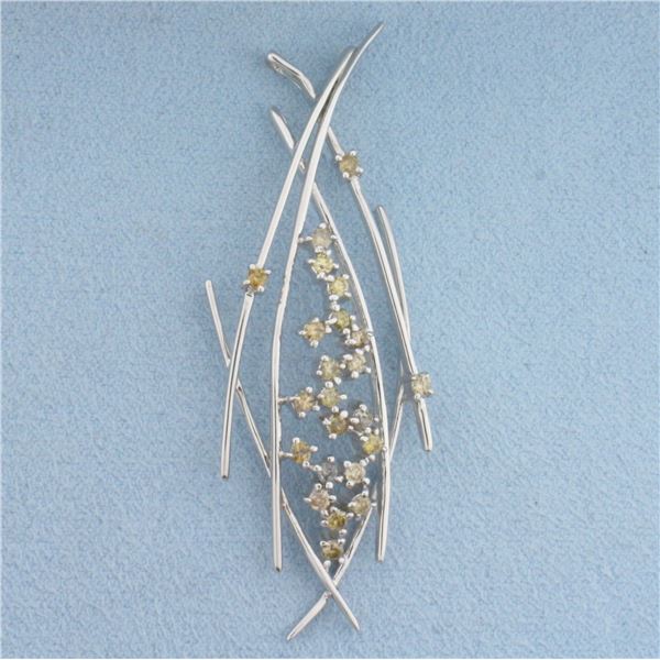 Chocolate and Champagne Diamond Abstract Pendant in 18K White Gold