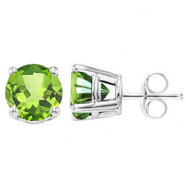 5MM Round Cut Peridot 1.1CTW Stud Earrings in Sterling Silver