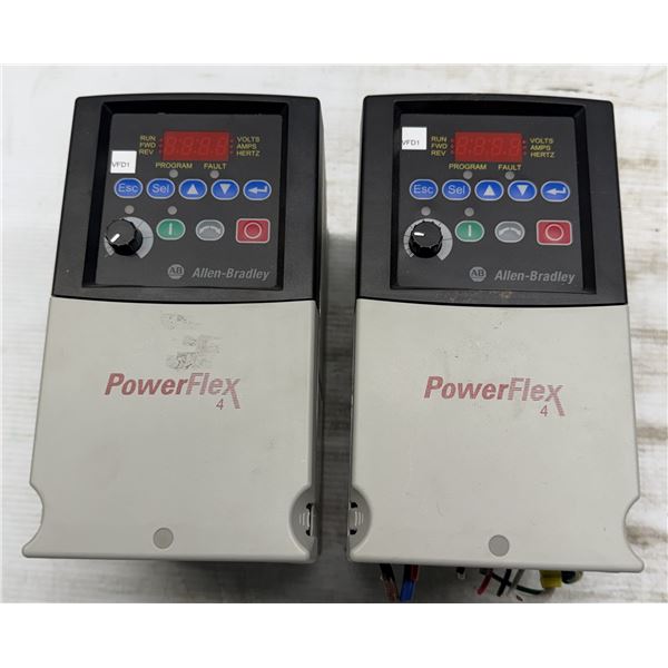 (2) Allen Bradley #22A-A8P0N114 Power Flex4 Variable Frequency Drives