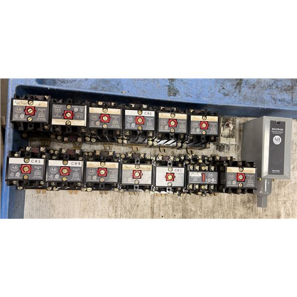 Lot of (17) Misc. Allen Bradley Contactors, Relay & Pressure Control Units
